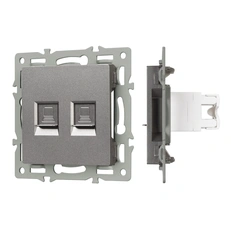 Изображение Механизм компьютерной розетки двойной SCT-MPC2-PL-GR (RJ-45, CAT6) (Arlight, -)